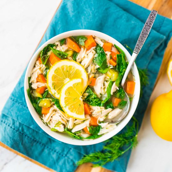 Lemon Chicken Orzo Soup
