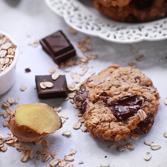 Chocolate Ginger Oatmeal Cookies