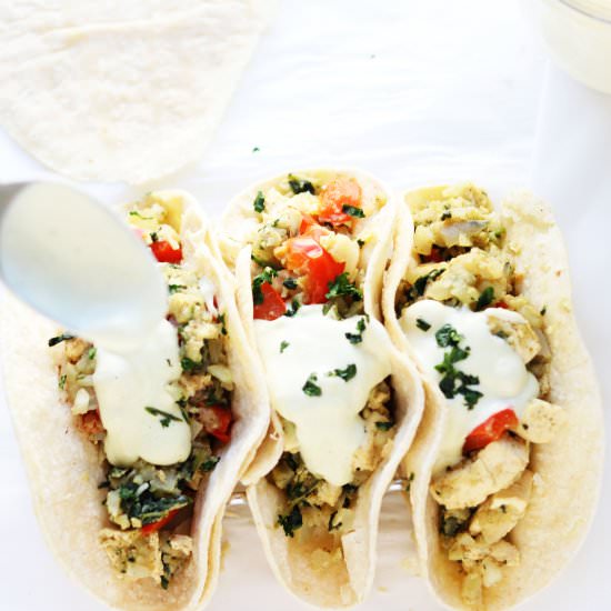 Tofu Cauliflower Kale Tacos