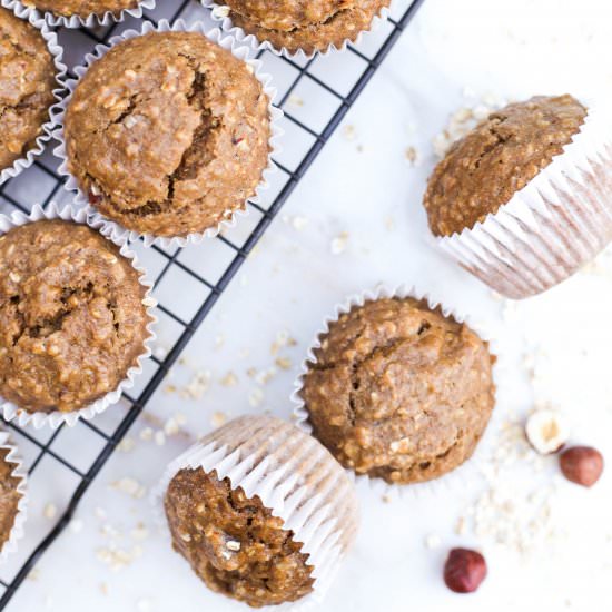 whole wheat banana hazelnut muffins