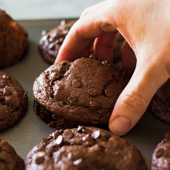 Double Chocolate Strawberry Muffins