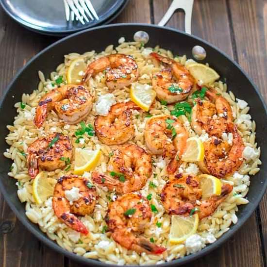 ONE POT ORZO WITH SHRIMP AND FETA