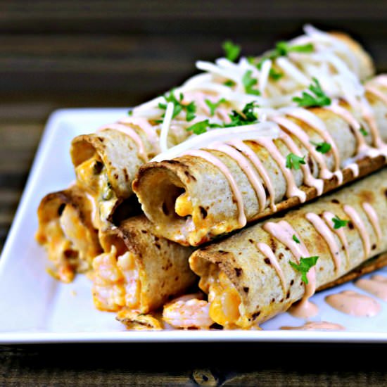 Buffalo Shrimp Taquitos
