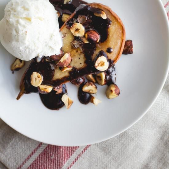 Poached Pears & Buttery Chocolate