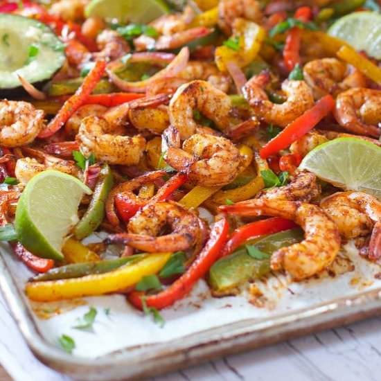 Sheet Pan Shrimp Fajitas