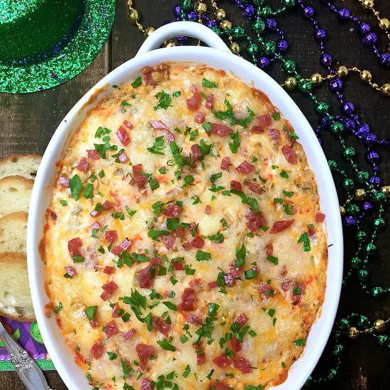 Easy Mardi Gras Hot Muffuletta Dip