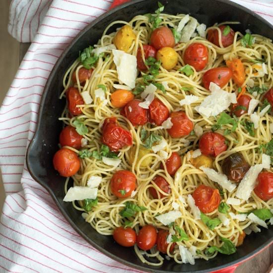 roasted tomato and garlic spaghetti