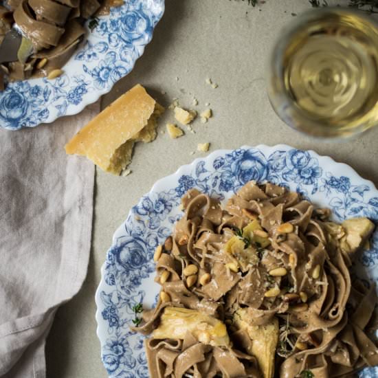 Creamy Artichoke Tagliatelle