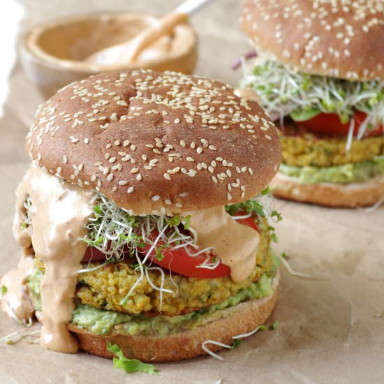 Cauliflower Burgers w Chipotle Mayo