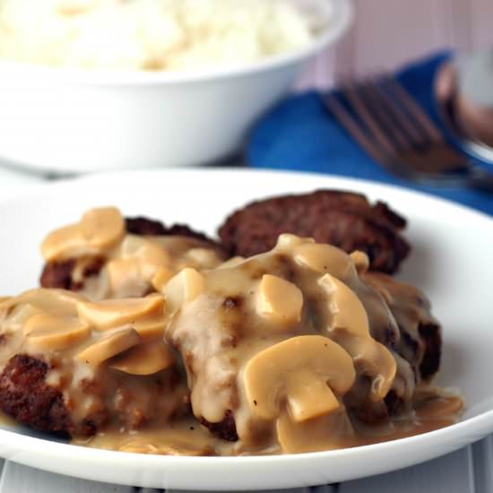 Burger Steak with Mushroom Gravy