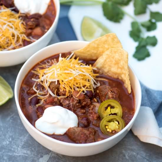 Slow Cooker Double Beef & Bean Chili