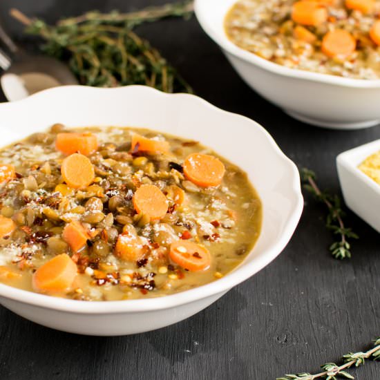 Vegan Lentil Cheese Soup