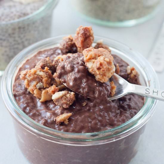 Salted Peanut Chocolate Cluster Chia Puddings
