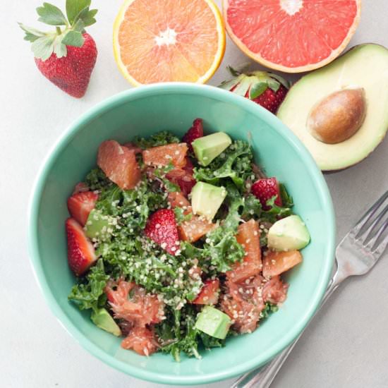 Citrus Strawberry Avocado Kale Salad