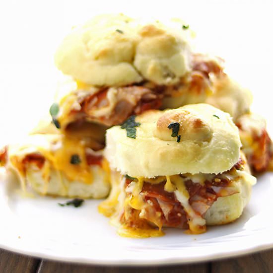 Garlic Ham Pizza Sliders