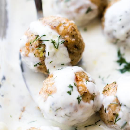 Chicken Meatballs with Yogurt Sauce