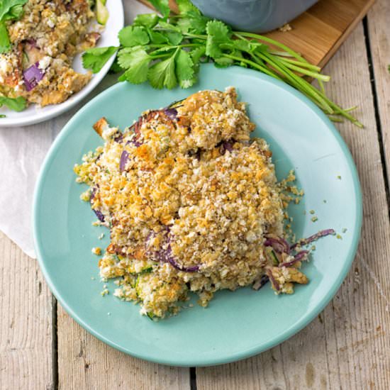 Tempeh Bacon Zucchini Casserole