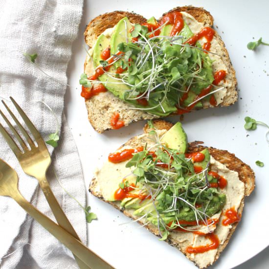 Avocado Hummus Toast w/ Microgreens