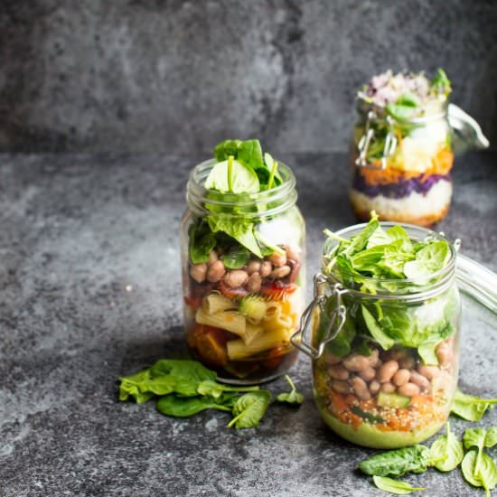 Three Quick Vegan Salad Jars