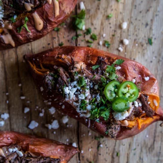 Korean BBQ Short Rib Sweet Potatoes