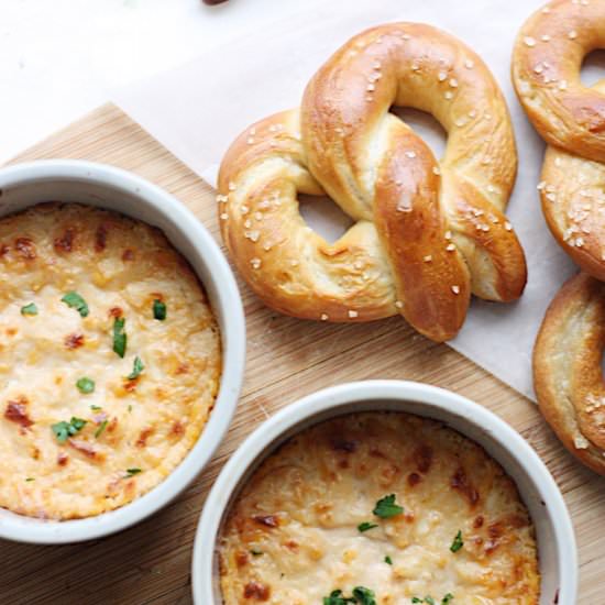 Soft Pretzels with Three Cheese Dip
