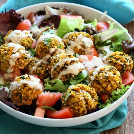 Turmeric Lentil Seed Fritter Bowl