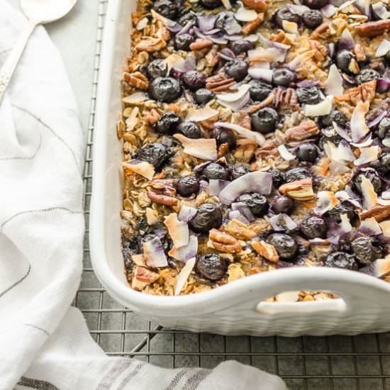 Blueberry Morning Glory Baked Oats