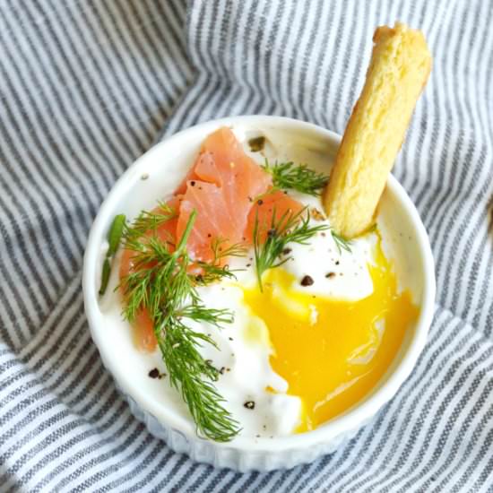 Creamy Baked Eggs with Smoked Salmo