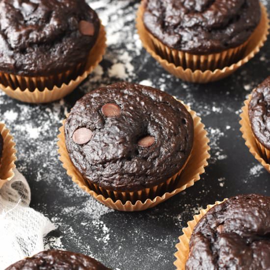 Chocolate Banana Flax Muffins