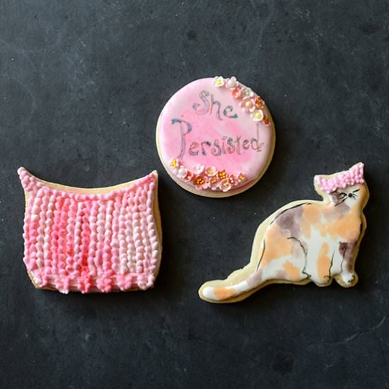 Feminist Knit Hat Cookies