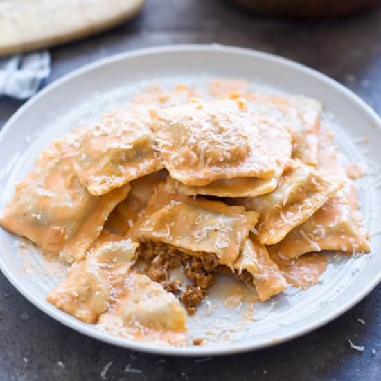 Homemade Bolognese Ravioli