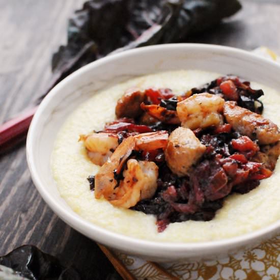 Spicy Shrimp and Sausage on Grits