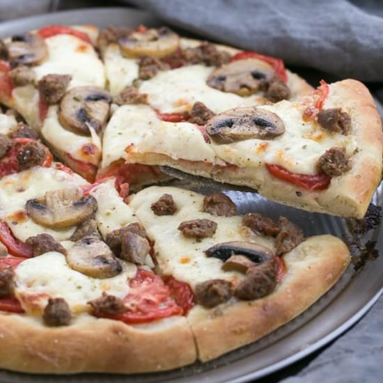 Homemade Sausage Mushroom Pizza