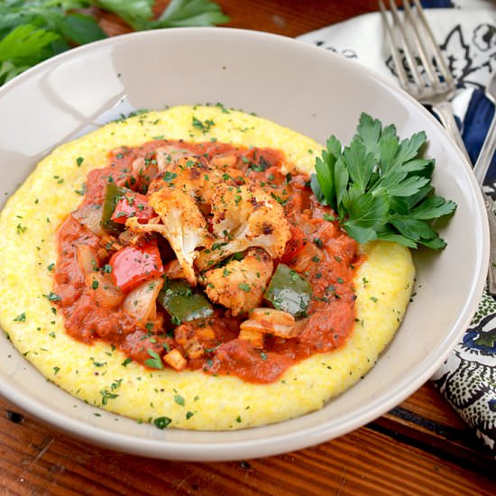 Cajun Roasted Vegetables with Grits