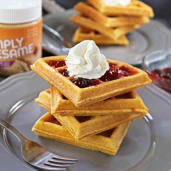 Sesame Sweet Potato Waffles