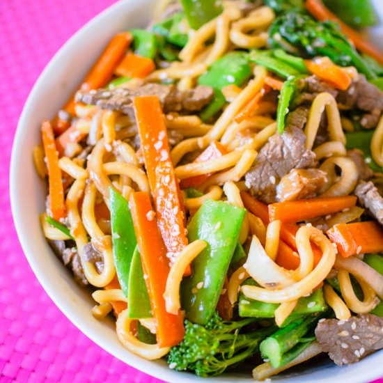 Bulgogi style beef with noodles