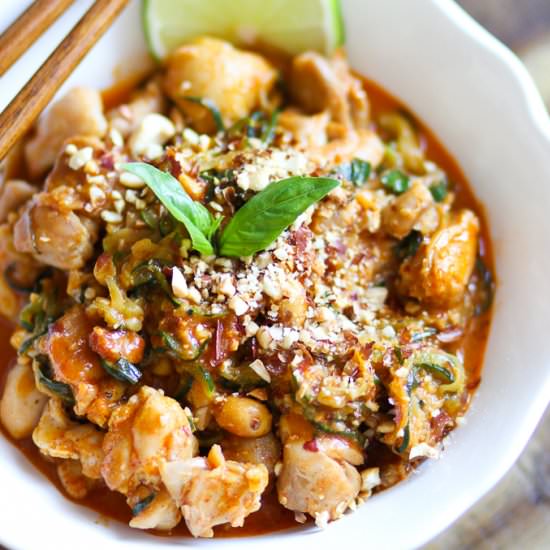 Creamy Peanut Chicken ZucchiniPasta