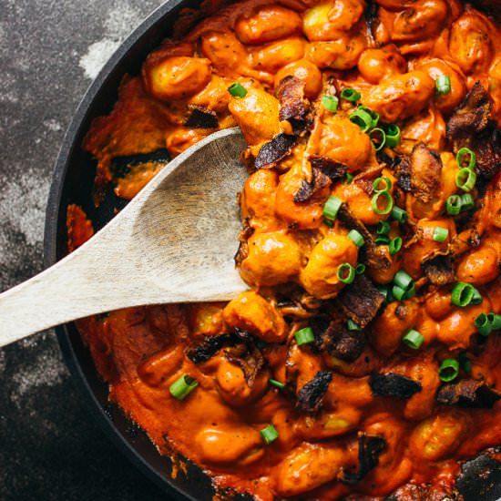 Gnocchi arrabbiata with bacon