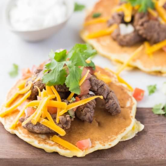 Skirt Steak with Corn Cakes