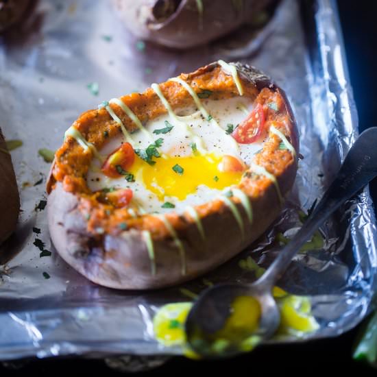 Mexican Egg Baked Sweet Potatoes