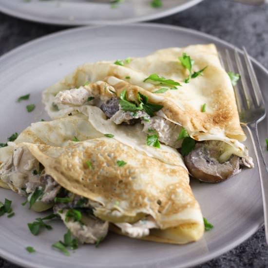 Pancakes with Chicken and Mushrooms