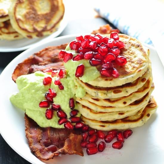 Chia Pancakes with Avocado Bacon