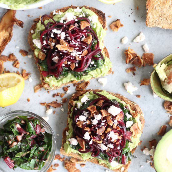 Avocado Toast with Beet Noodles
