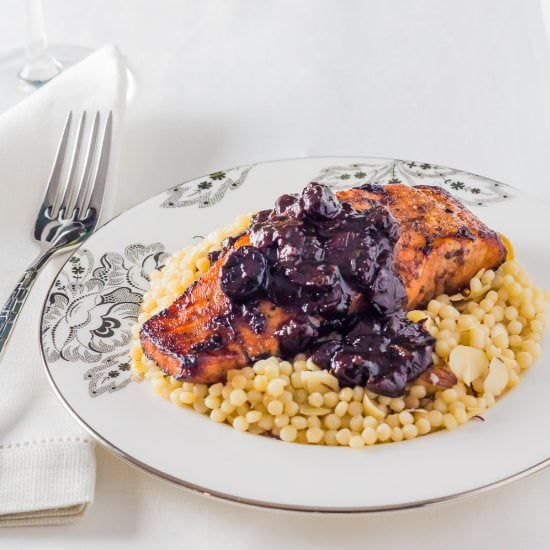 Chipotle Cherry Sauce over Salmon