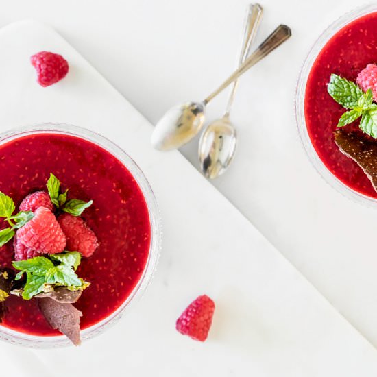 Panna Cotta with Raspberries Coulis