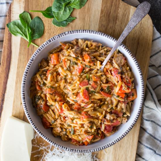 One Pot Creamy Tomato Orzo