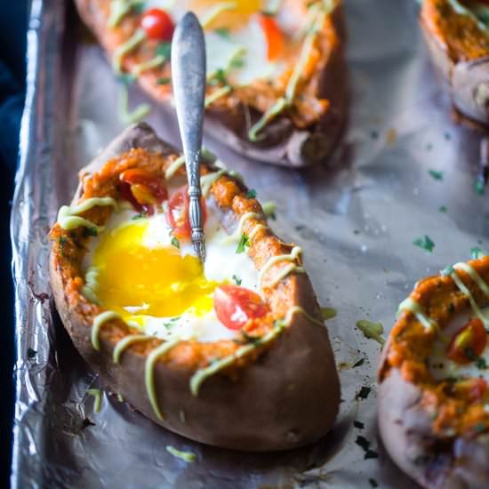 Mexican Egg Baked Sweet Potatoes