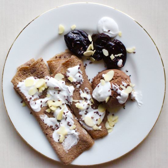 Amaretto Prune Chocolate Pancakes