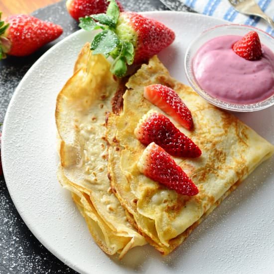 Strawberry Ricotta Crepe Pancakes