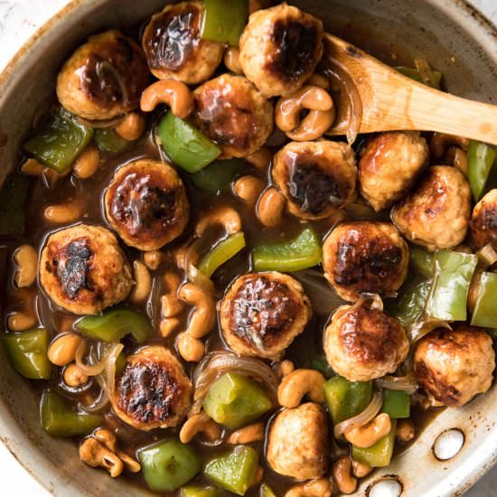 CASHEW CHICKEN MEATBALLS